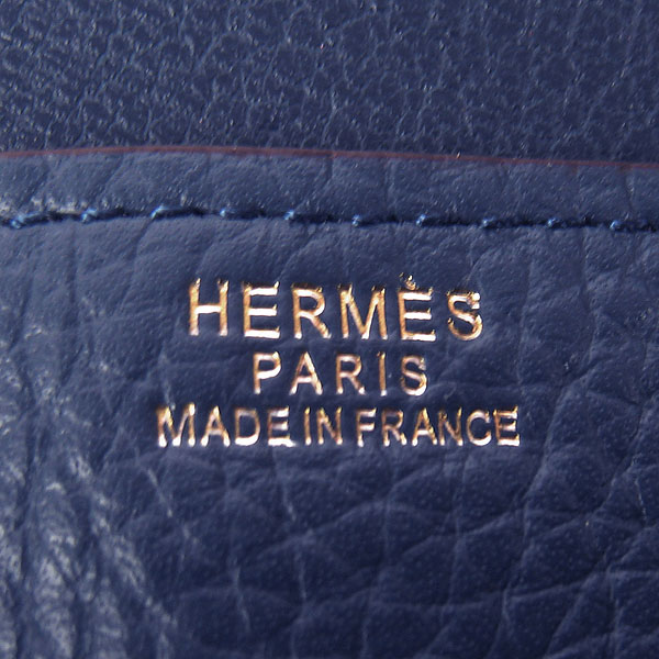 7A Hermes Togo Leather Messenger Bag Dark Blue With Gold Hardware H021 Replica - Click Image to Close